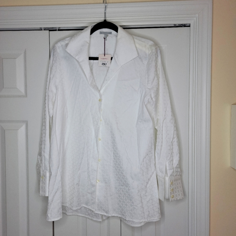 White Button-Down Shirt - Women’s Classic Collared Top